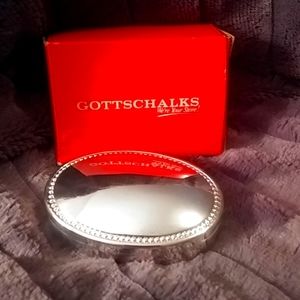 Silverplated Oval Beaded Jewelry  Box